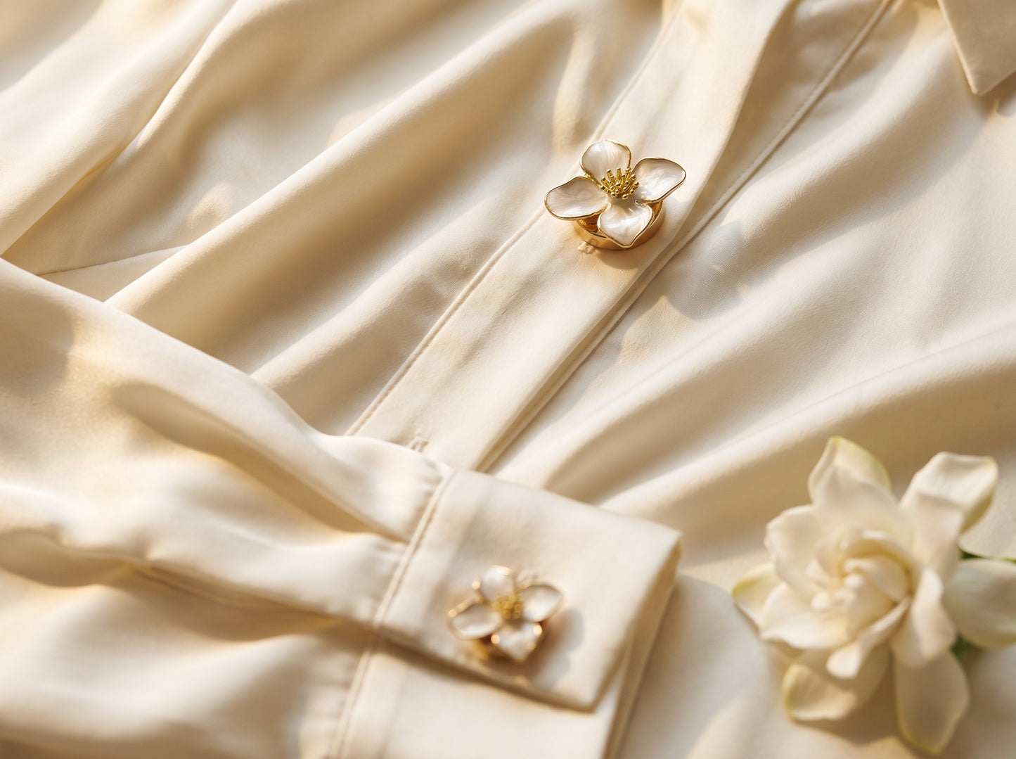 white flower 4 petal Button