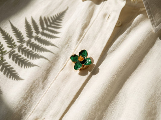 green flower 4 petal Button
